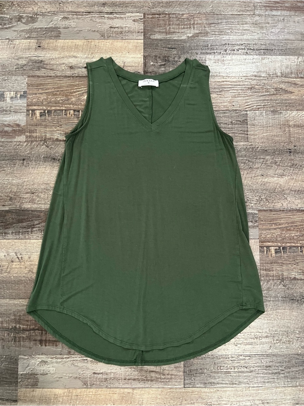 Women’s Sleeveless V-Neck Tank Top - Olive Green